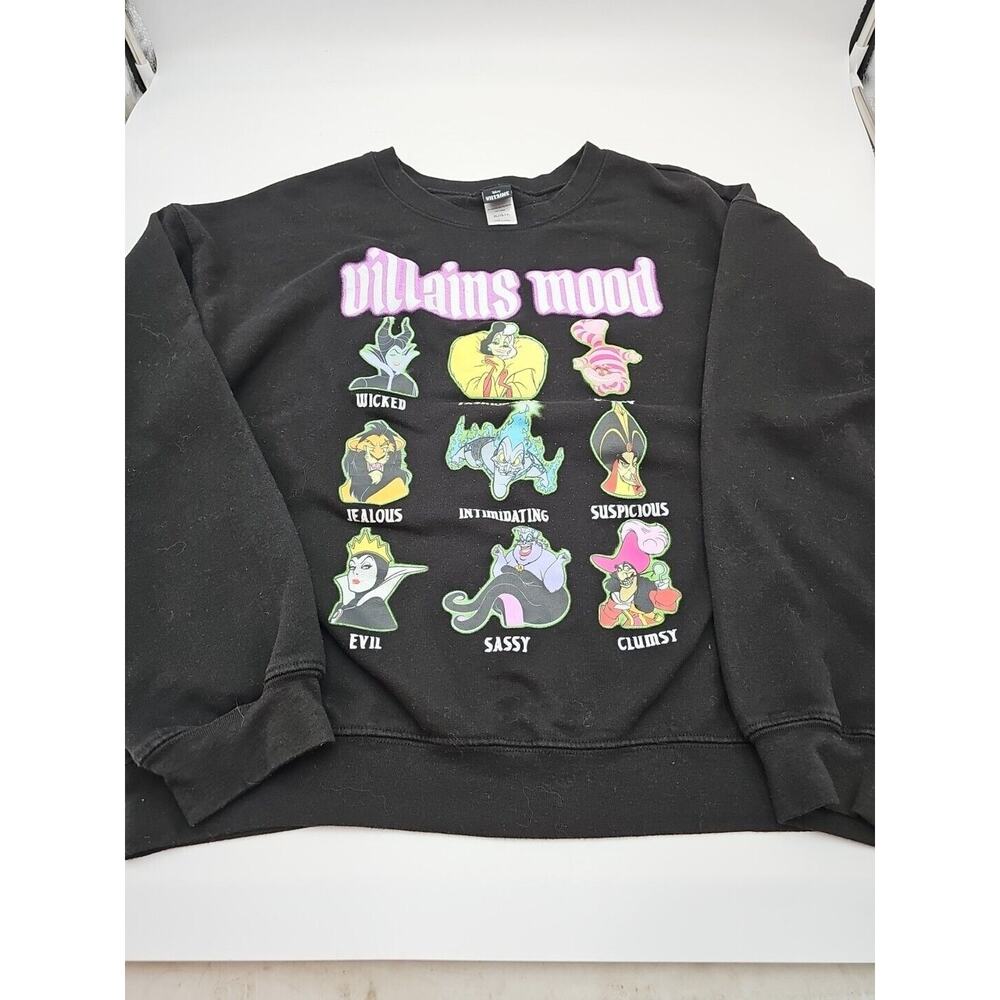 Disney Villains Womens Juniors Sweatshirt Size XL (15-17) Villains Mood Black C2